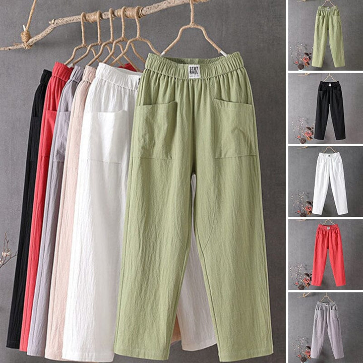 Adelina - Classic Linen-Style Straight Pants